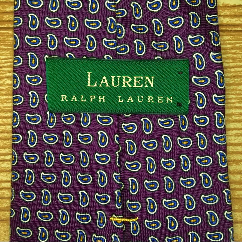 ✨Lauren Ralph Lauren Men’s Purple Paisley Silk Tie - Picture 3 of 7